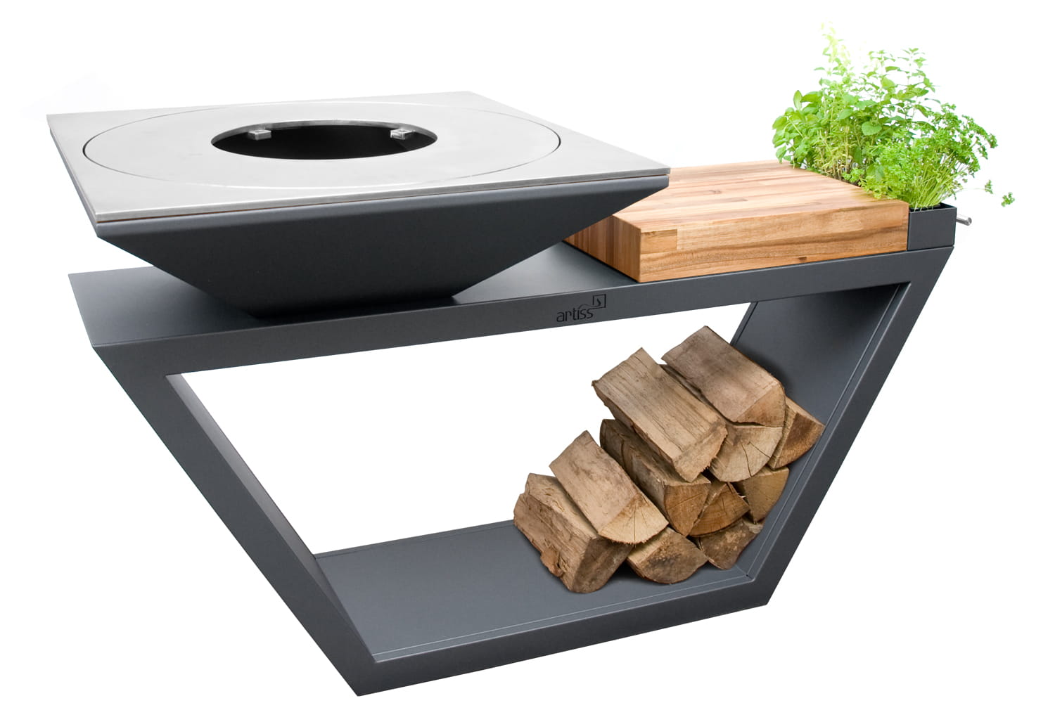 Drzwiczki żeliwne kuchenne  DPK 2 grill g4 grafit blat drewniany 1 - Drzwiczki żeliwne kuchenne  DPK 2